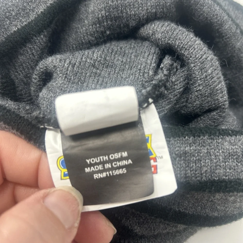 Sonic The Hedgehog Youth Boys Winter Beanie Hat Pom Sega Gray EUC